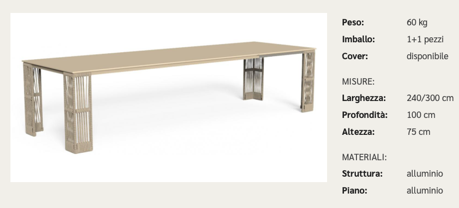 Cliff tavolo allungabile outdoor