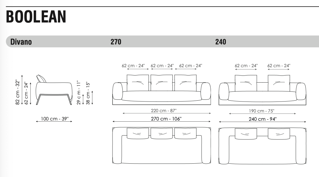 Boolean divano tessuto azimut