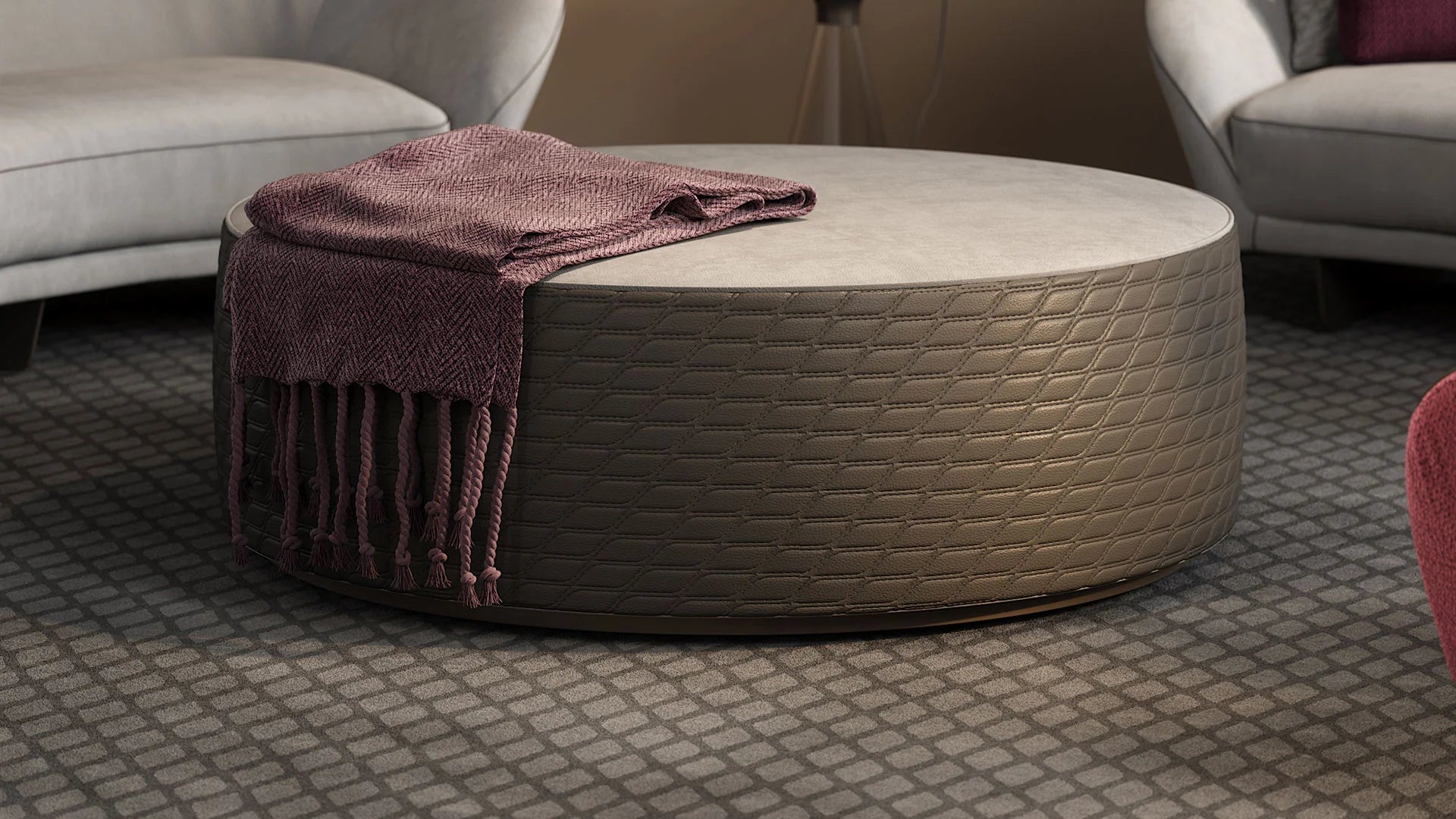 Circle pouf pelle colorata