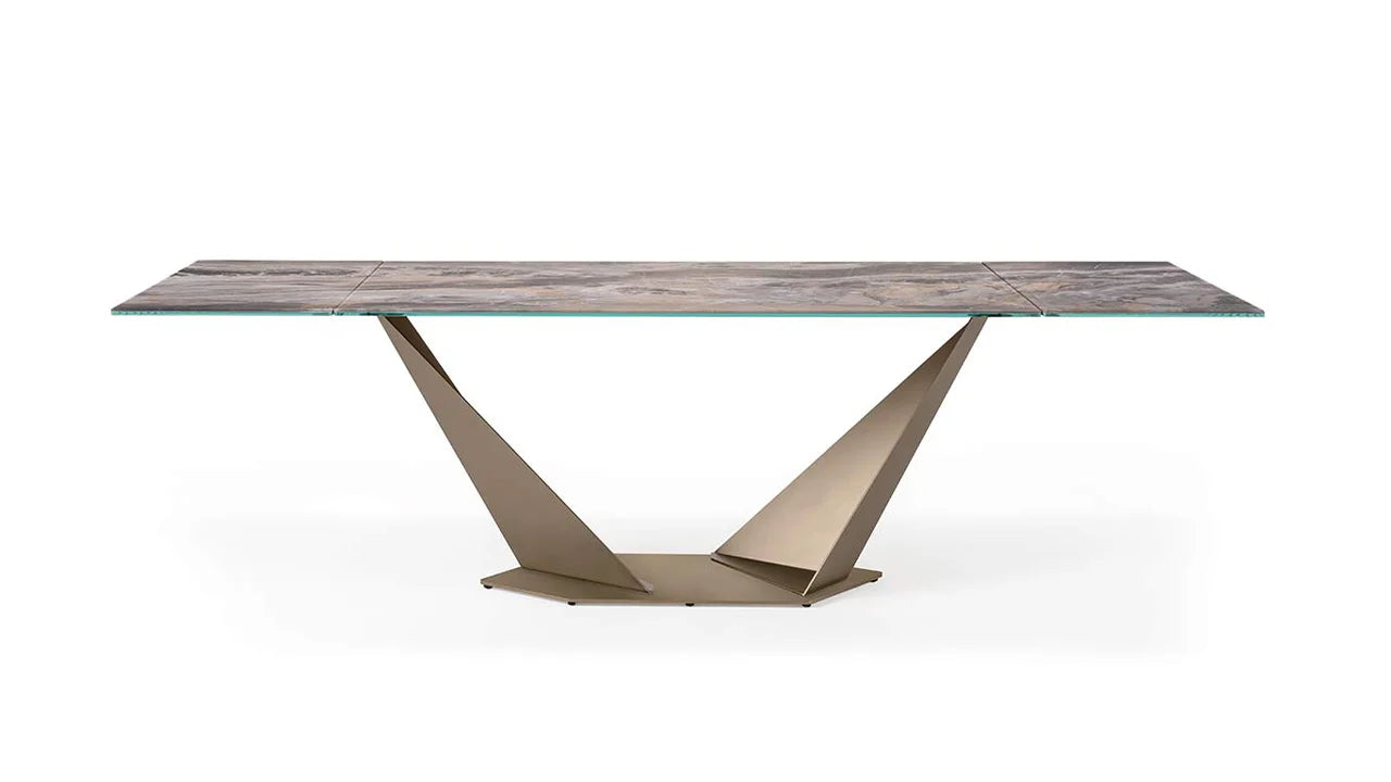 Quartz 72 tavolo allungabile piano vetro