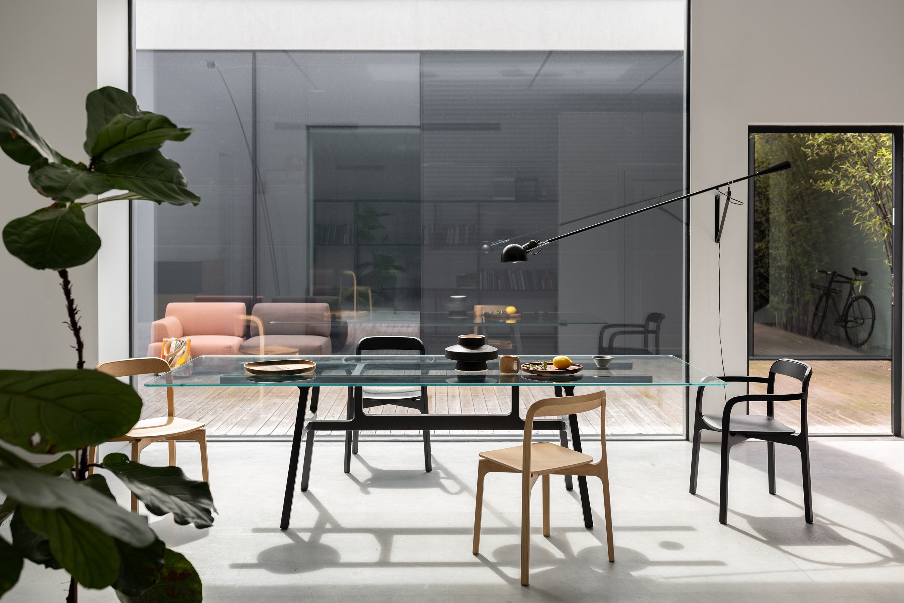 Bottega tavolo con piano rettangolare in legno