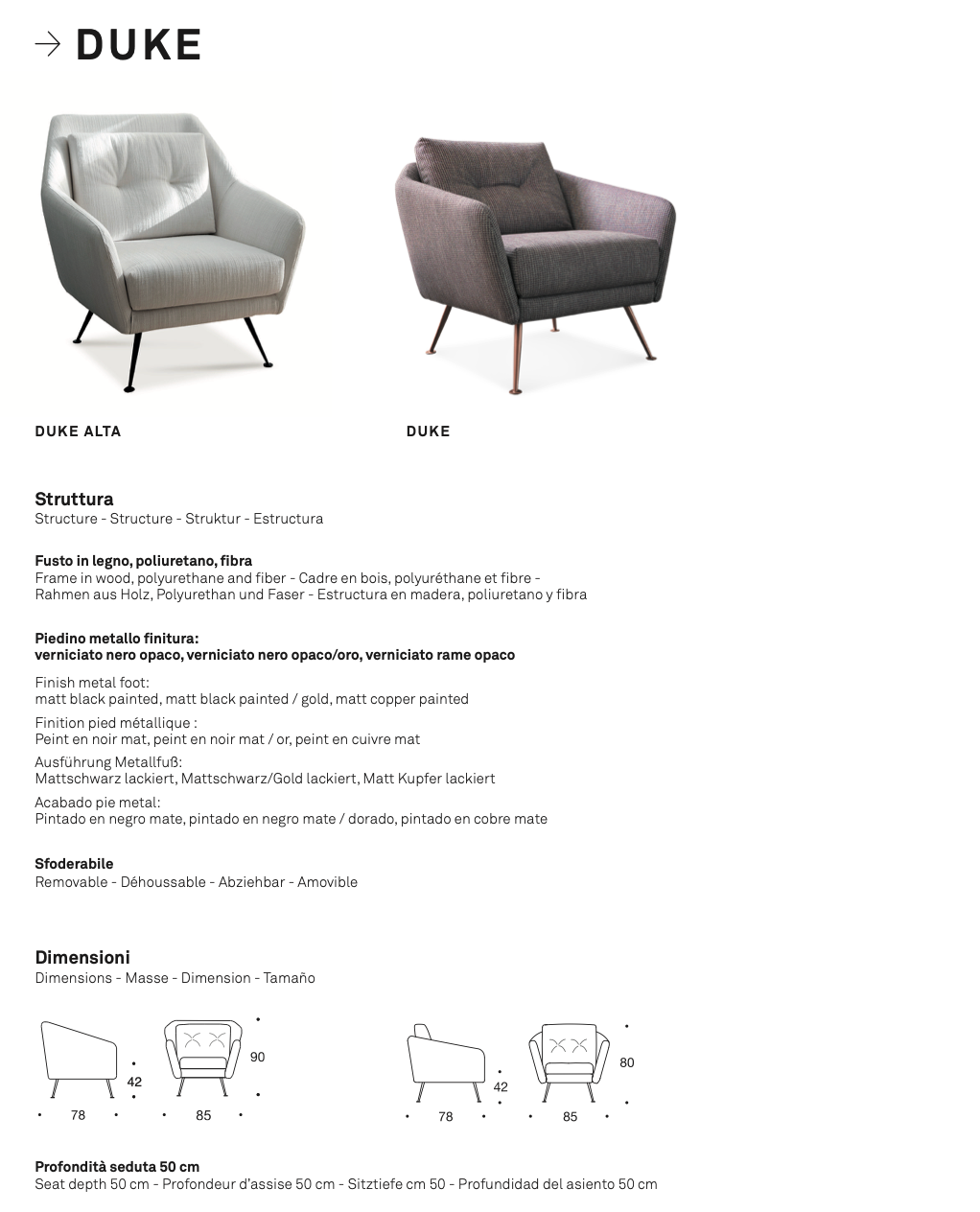 Duke poltroncina tessuto top