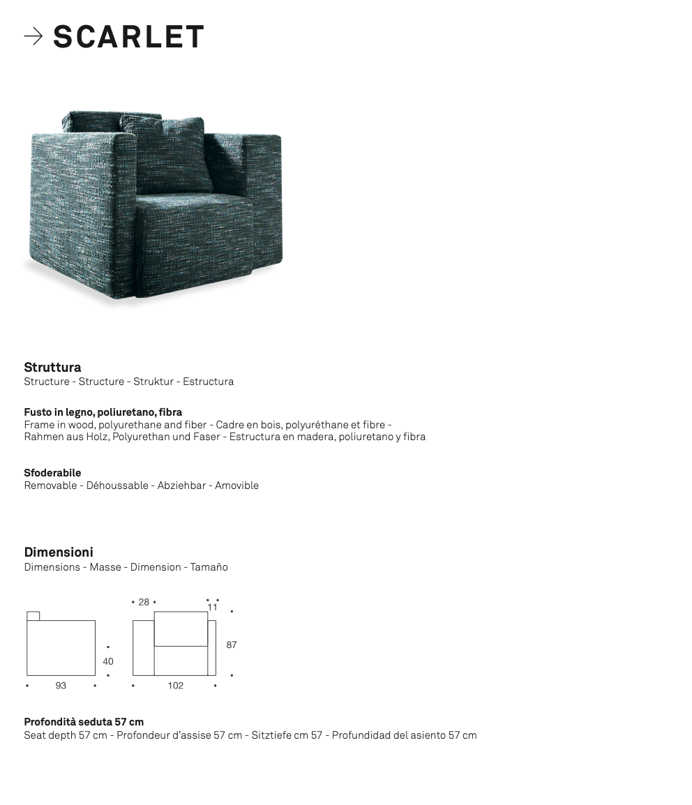 Scarlet poltroncina tessuto top