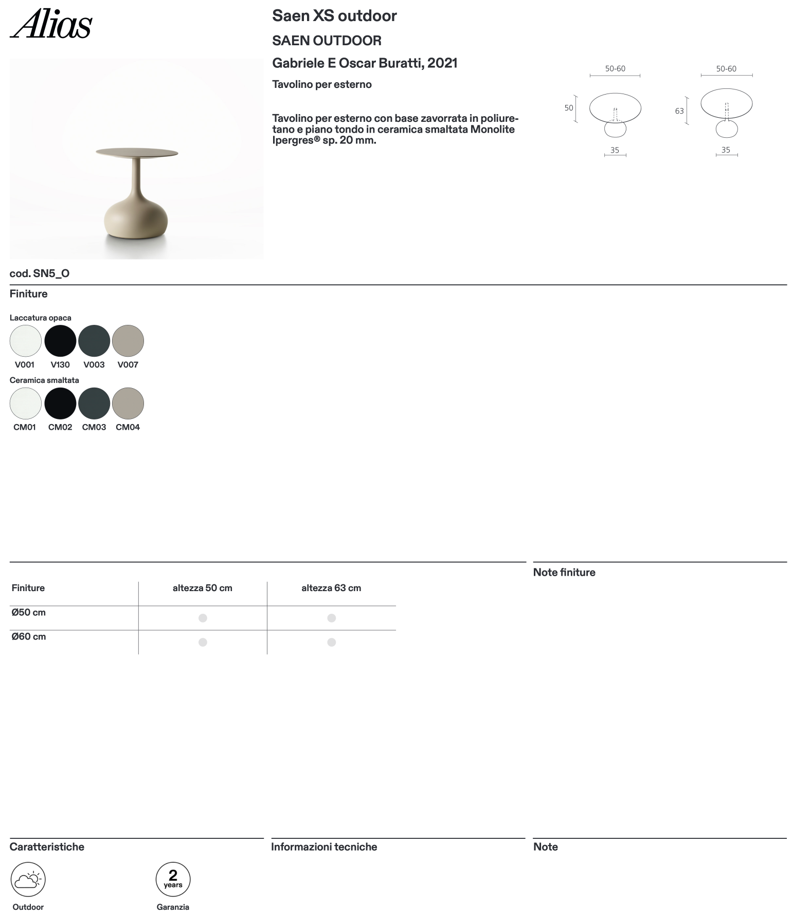 Saen XS outdoor tavolino