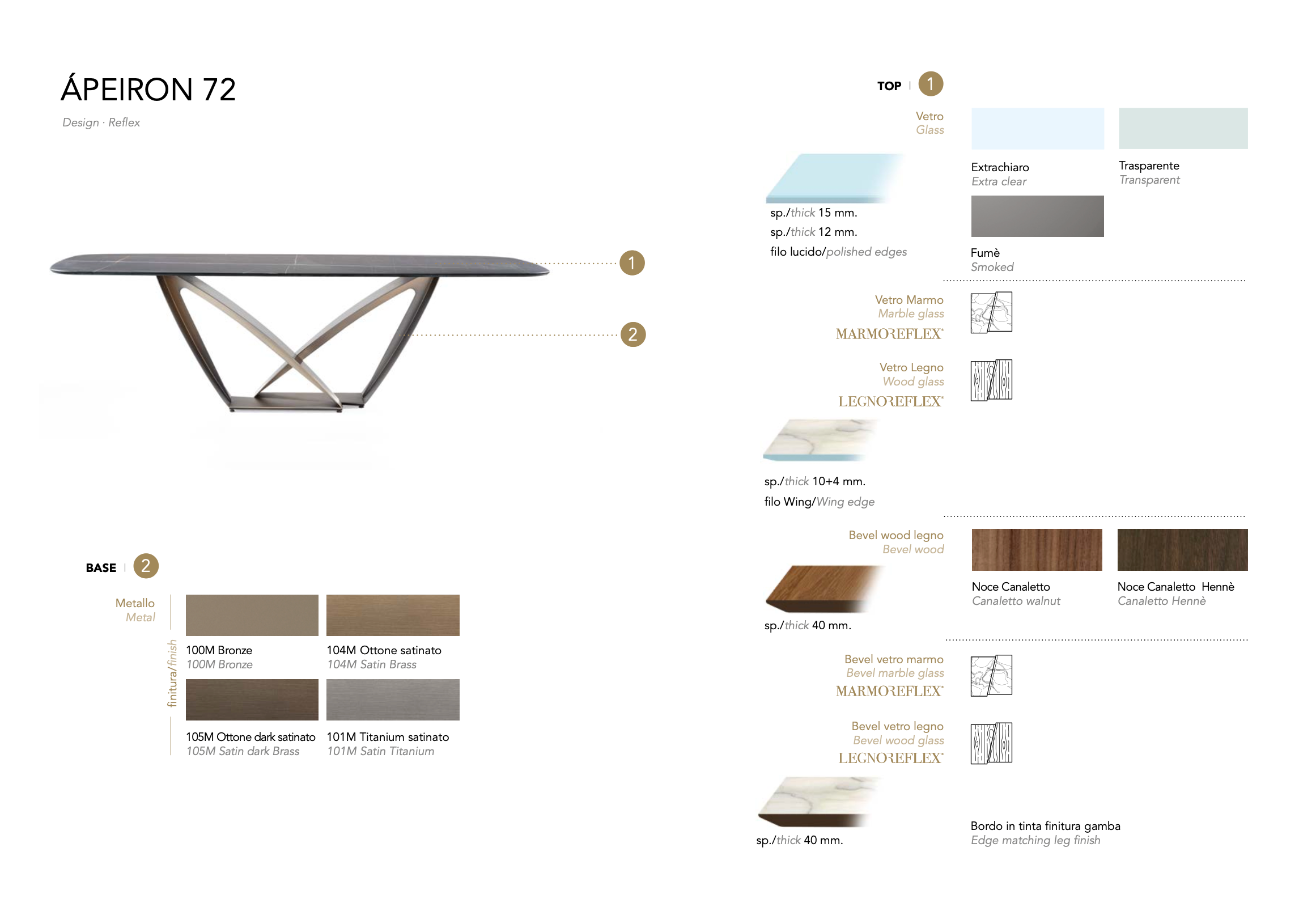 Apeiron 72 tavolo piano vetro