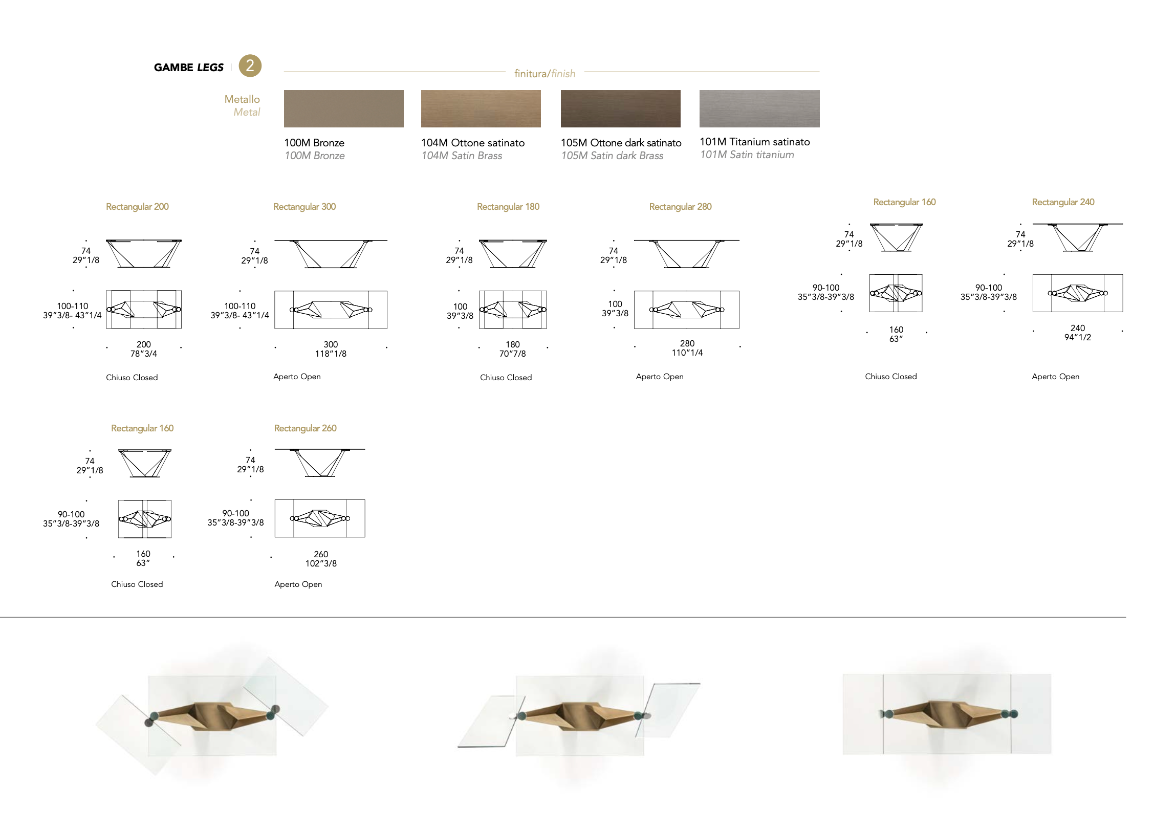 Quartz 72 tavolo allungabile piano vetro