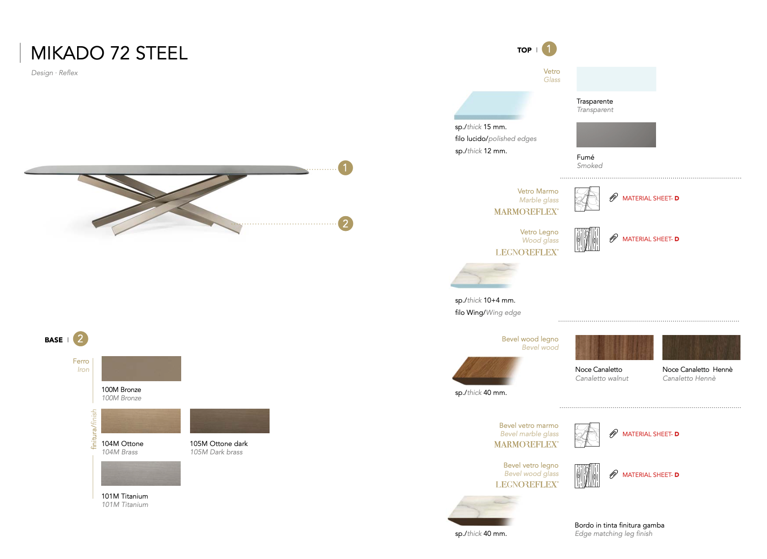 Mikado 72 Steel tavolo