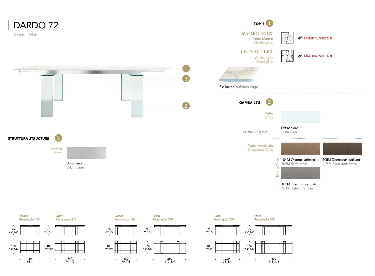 Dardo 72 tavolo allungabile piano legnoreflex