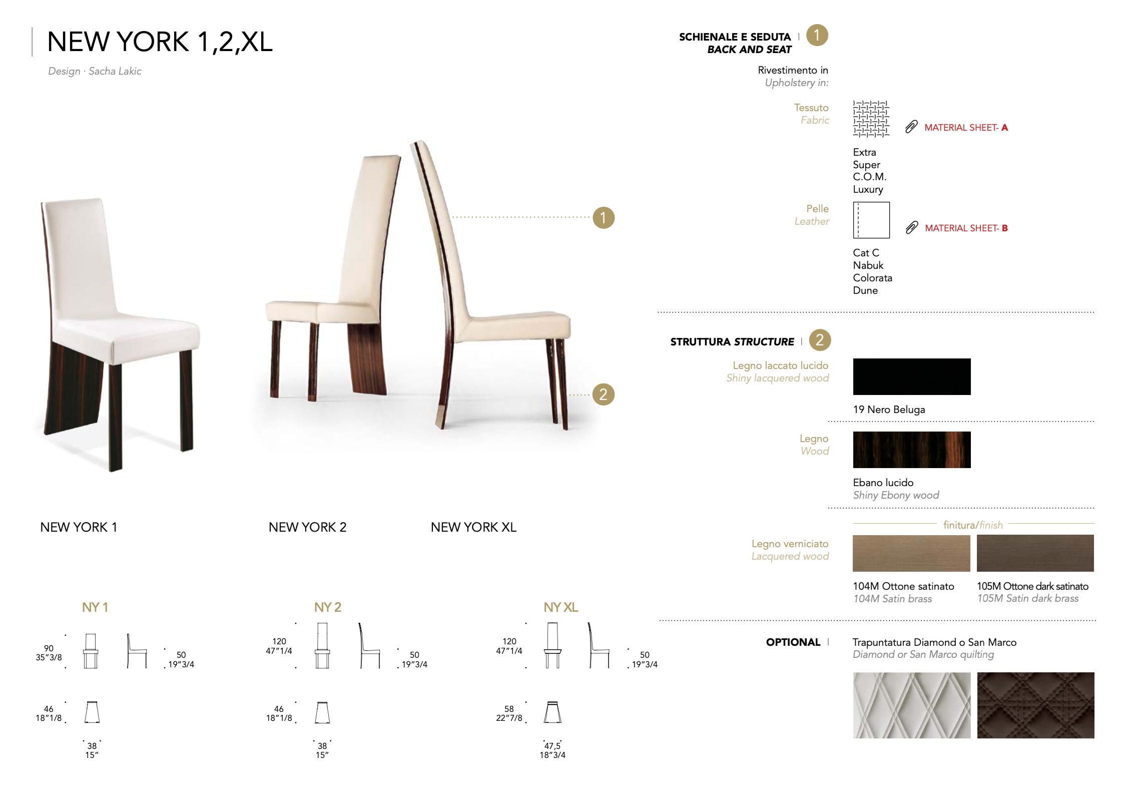 New York 1 sedia pelle nabuk