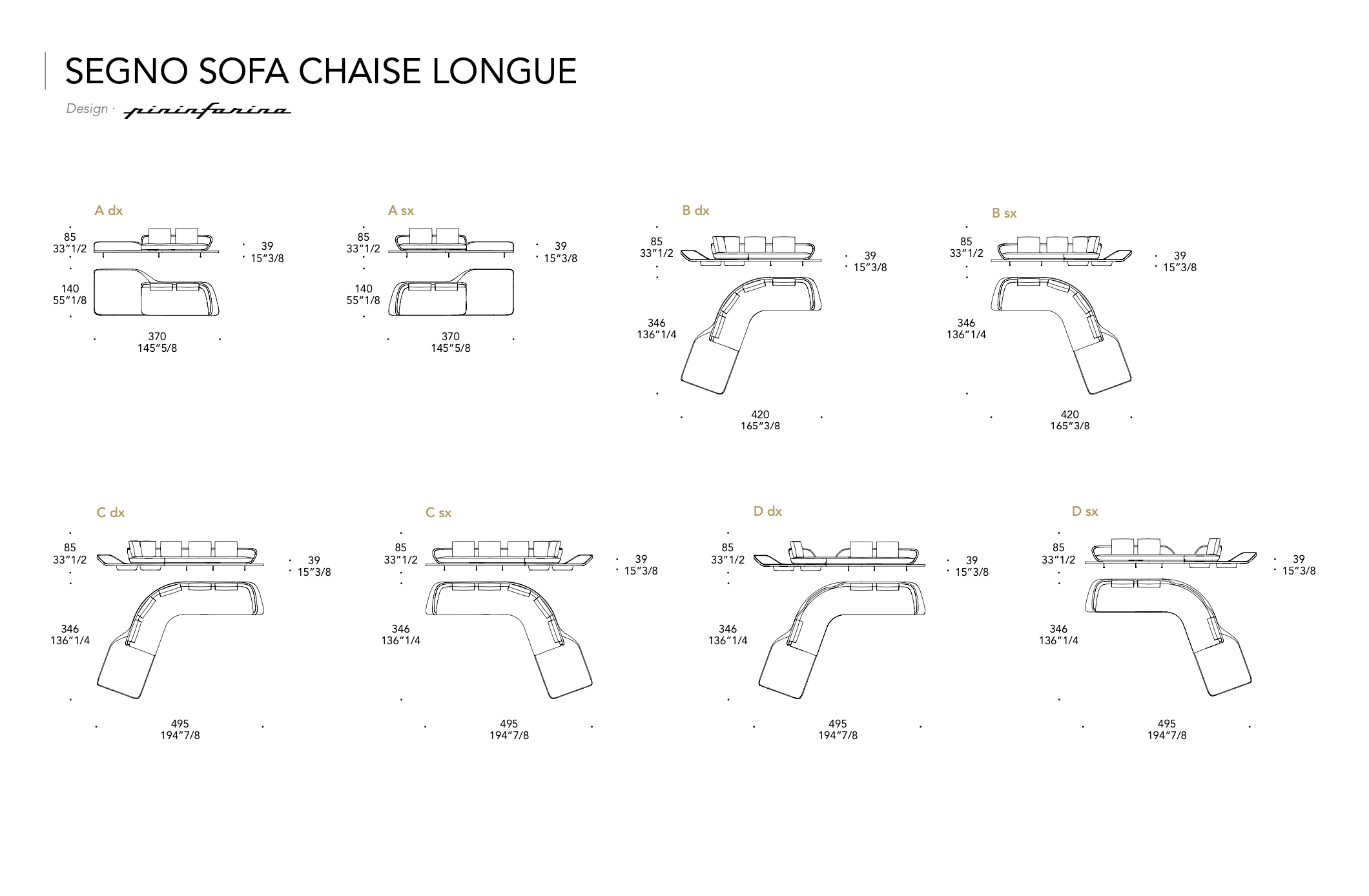 Segno Sofa Chaise Longe divano