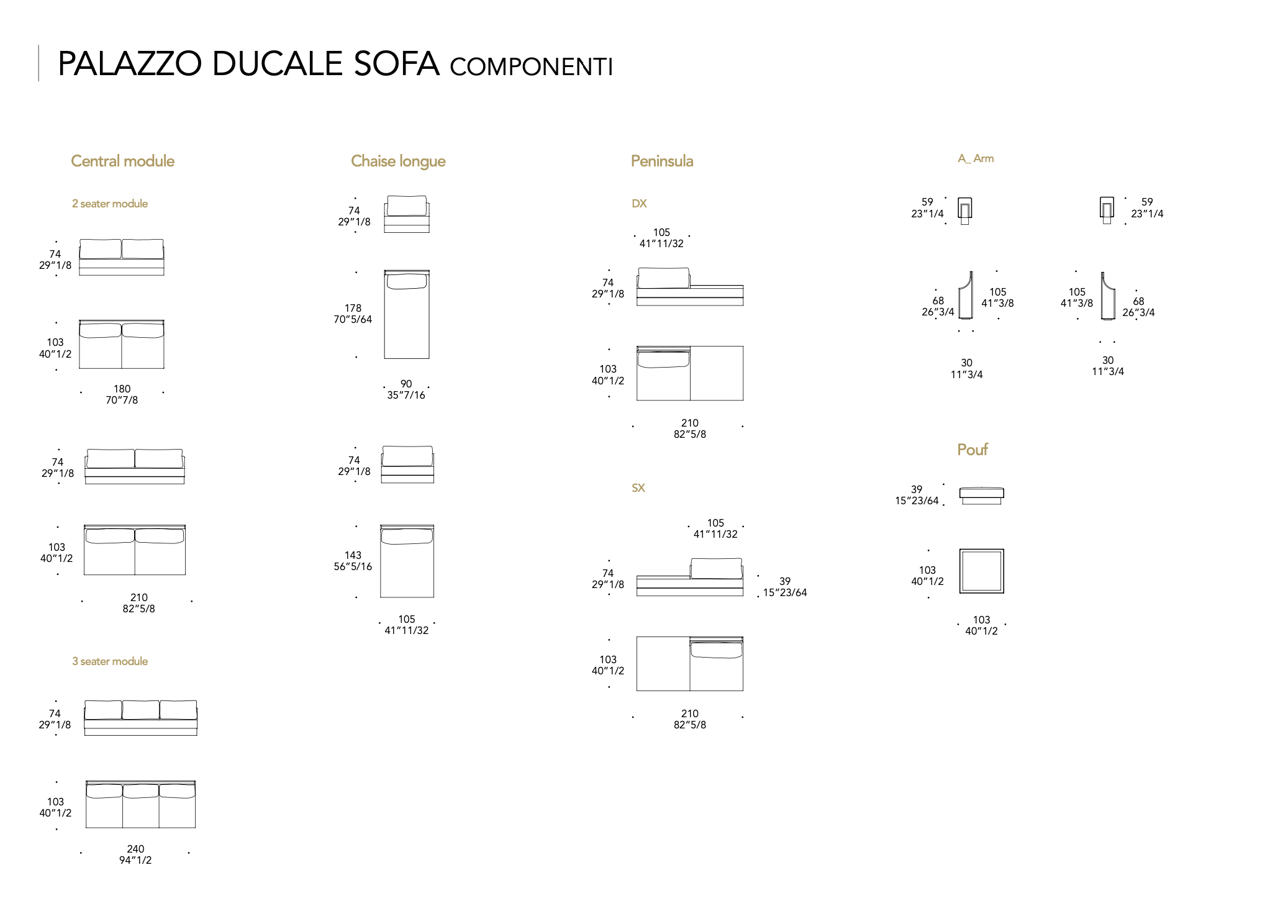 Palazzo Ducale Sofa divano pelle naturale