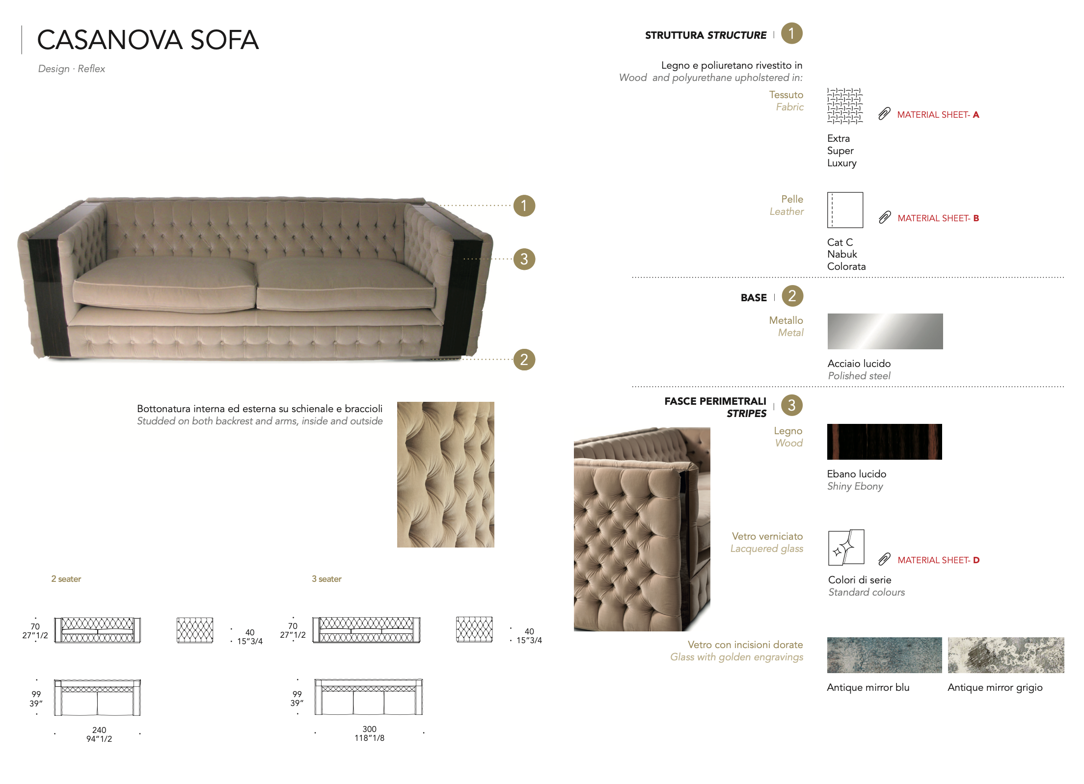 Ca'D'Oro Sofa divano pelle nabuk