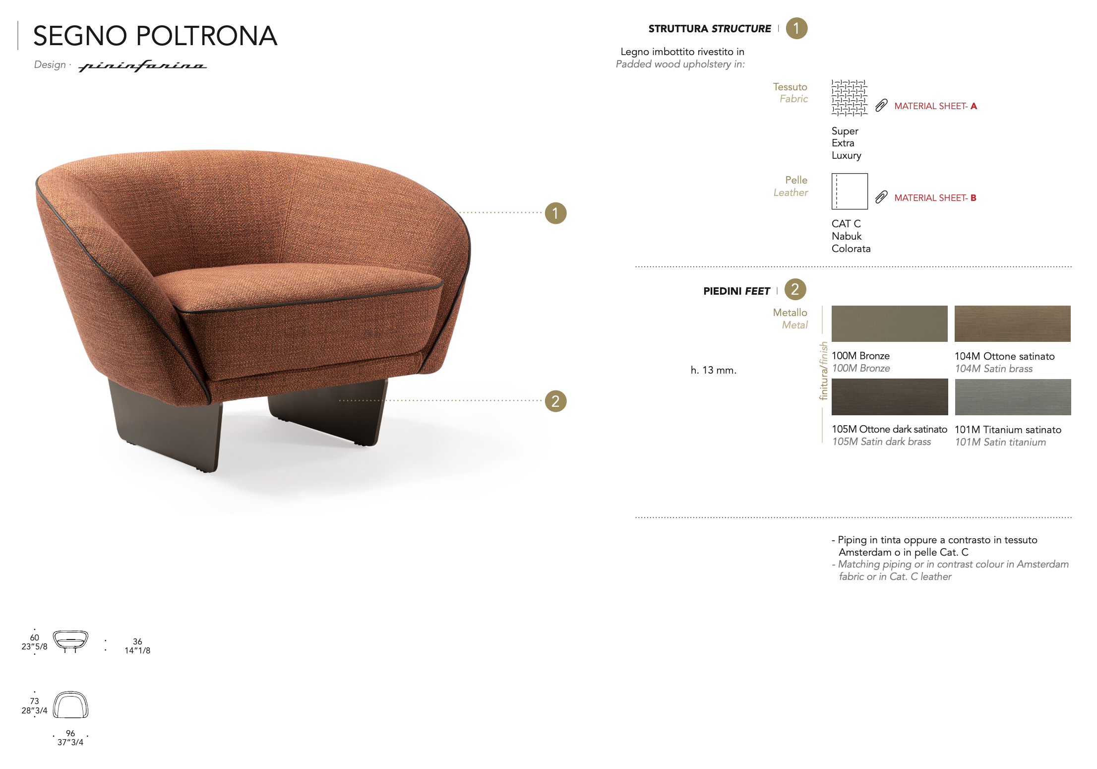 Segno poltrona tessuto super