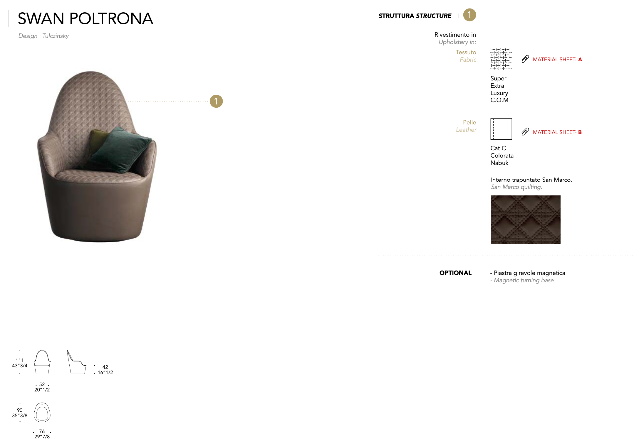 Swan poltrona pelle colorata