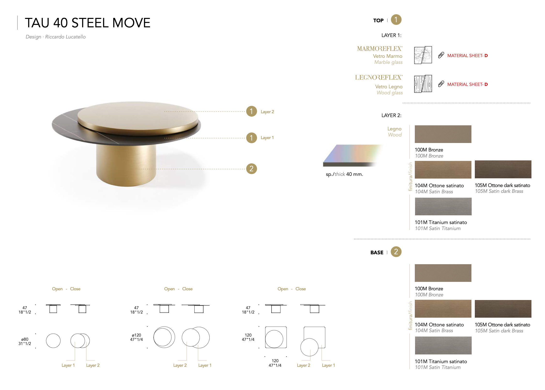 Tau 40 Steel Move tavolino