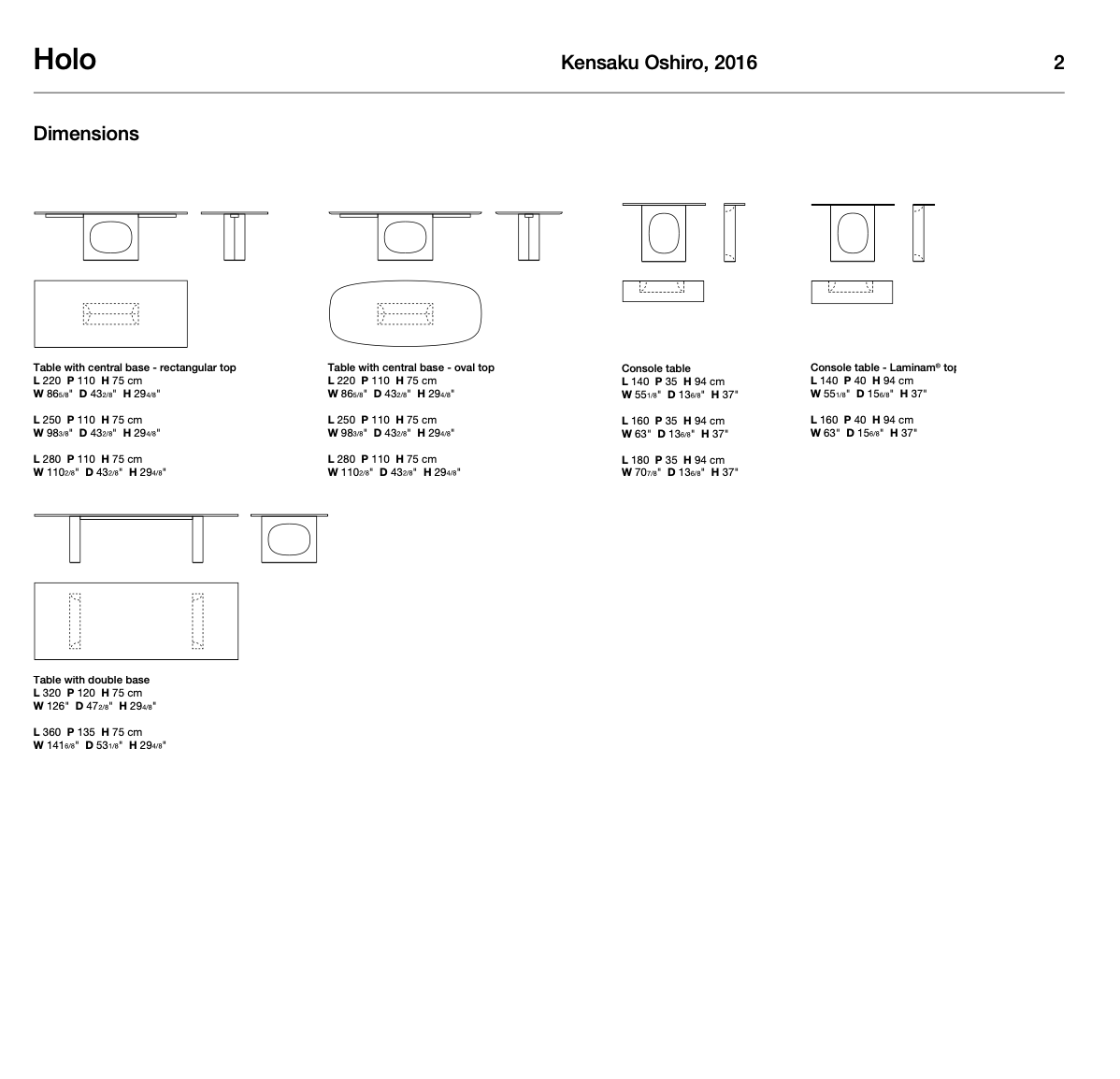 Holo rettangolare tavolo