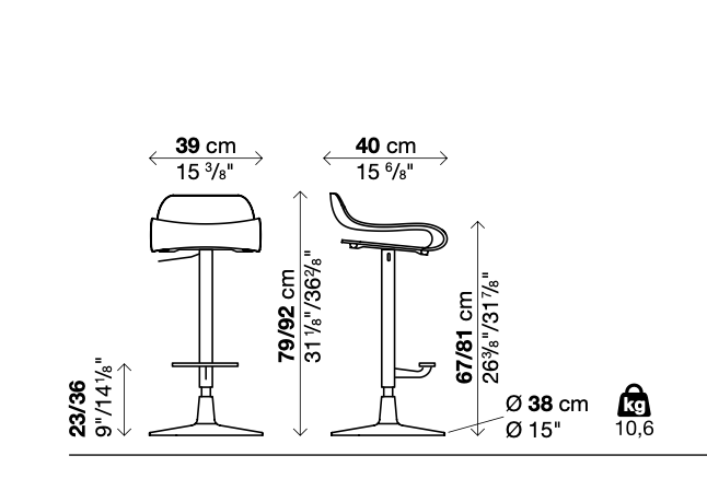 BCN Regolabile sgabello base colorata