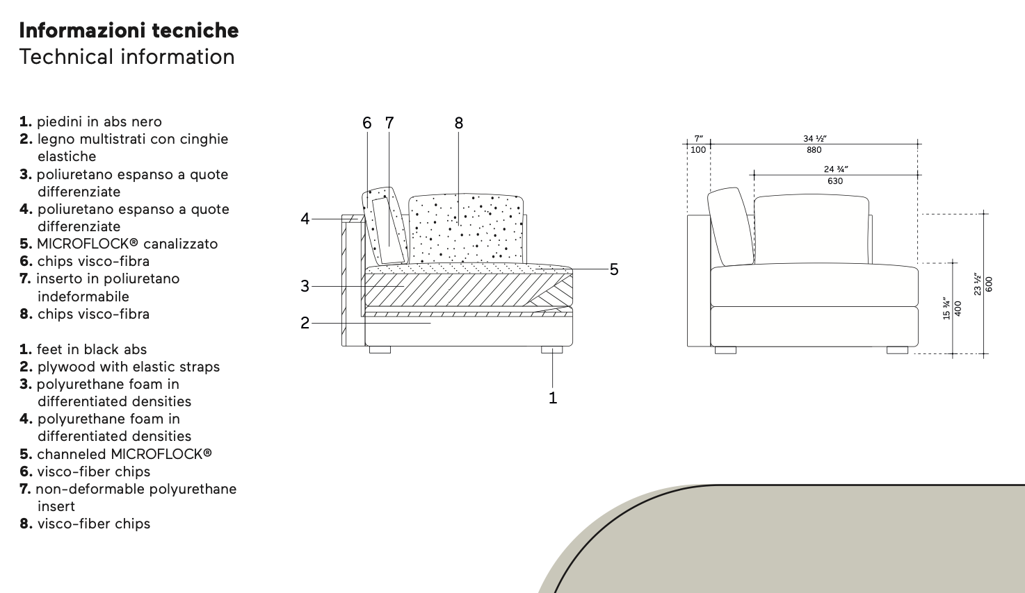 Glee divano L.200 tessuto DA