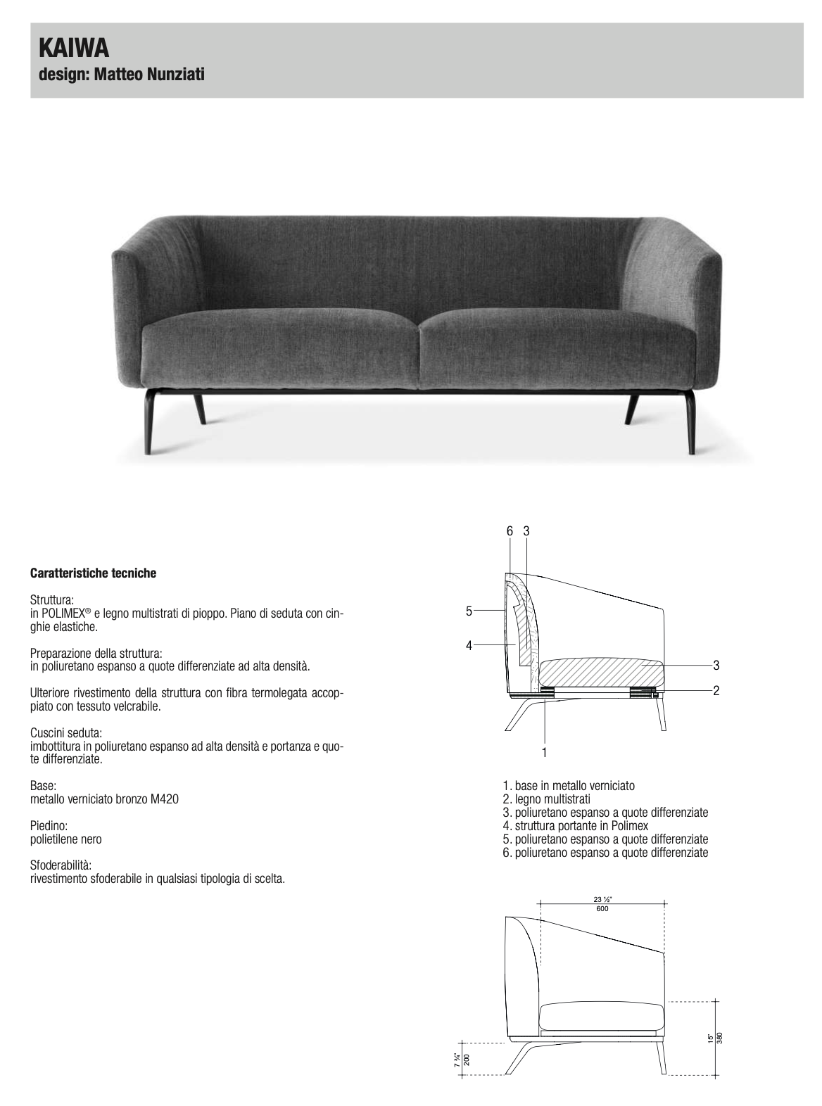 Kaiwa divano tessuto DA