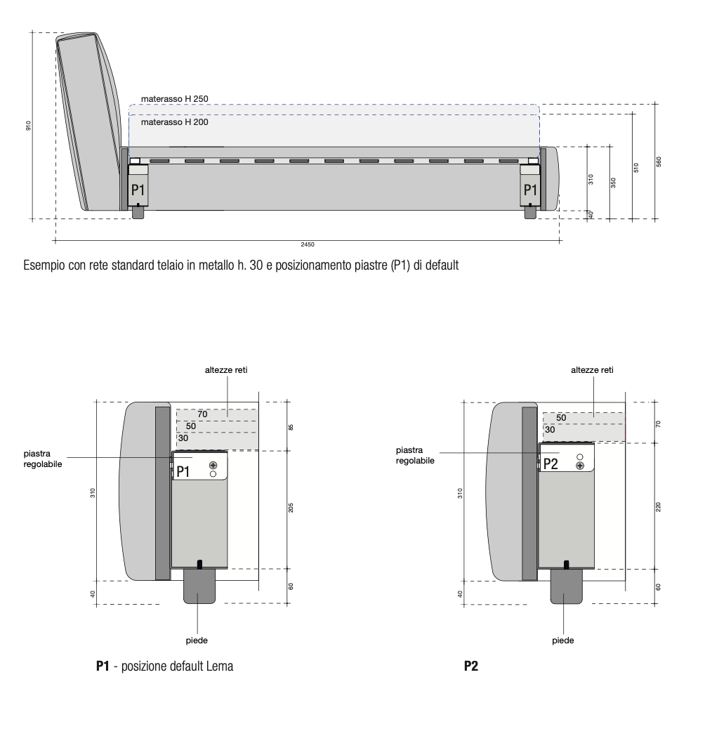 Warp Bed letto con contenitore pelle sintetica