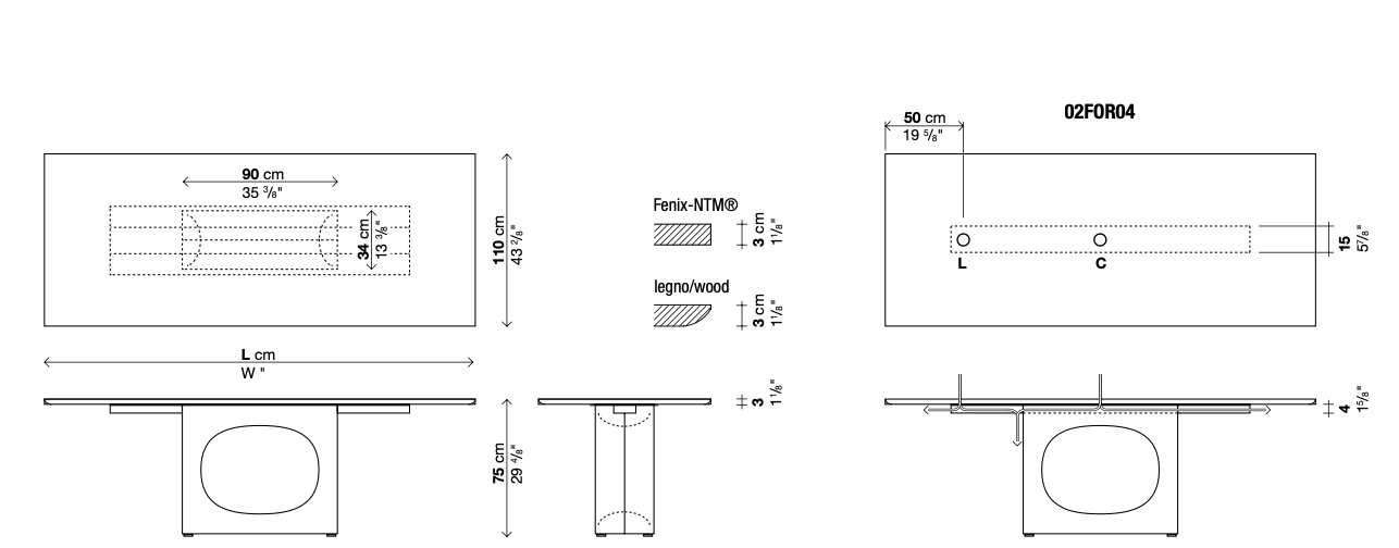 Holo rettangolare tavolo