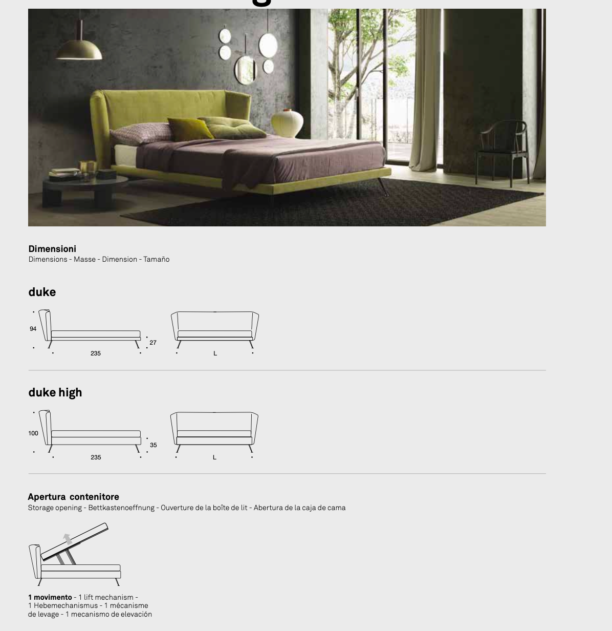 Duke letto pelle aida