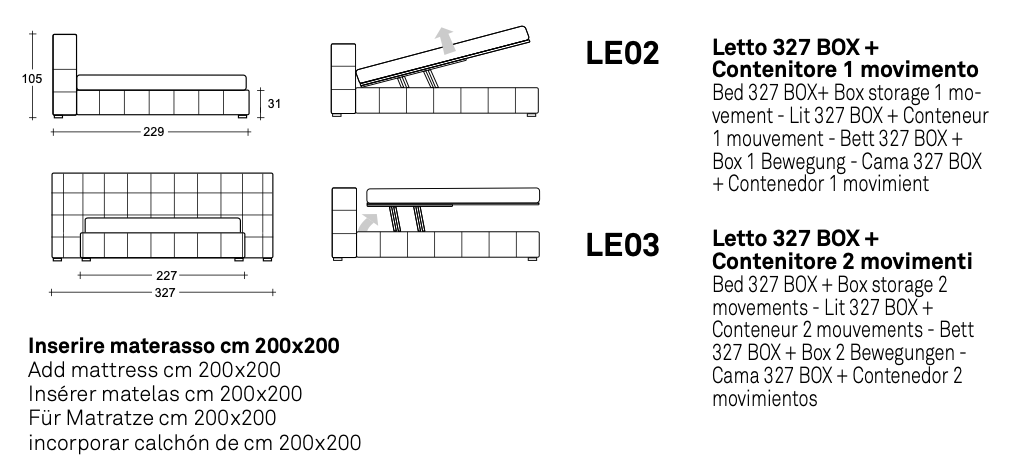 Terence XL letto tessuto top