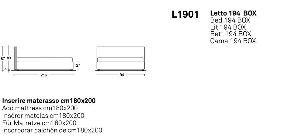 Essential letto pelle aida