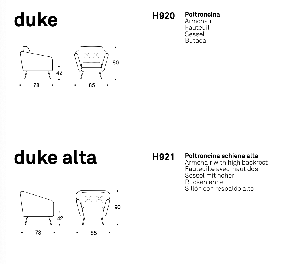 Duke poltroncina tessuto top