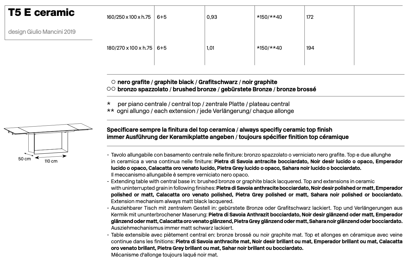 T5 E tavolo allungabile