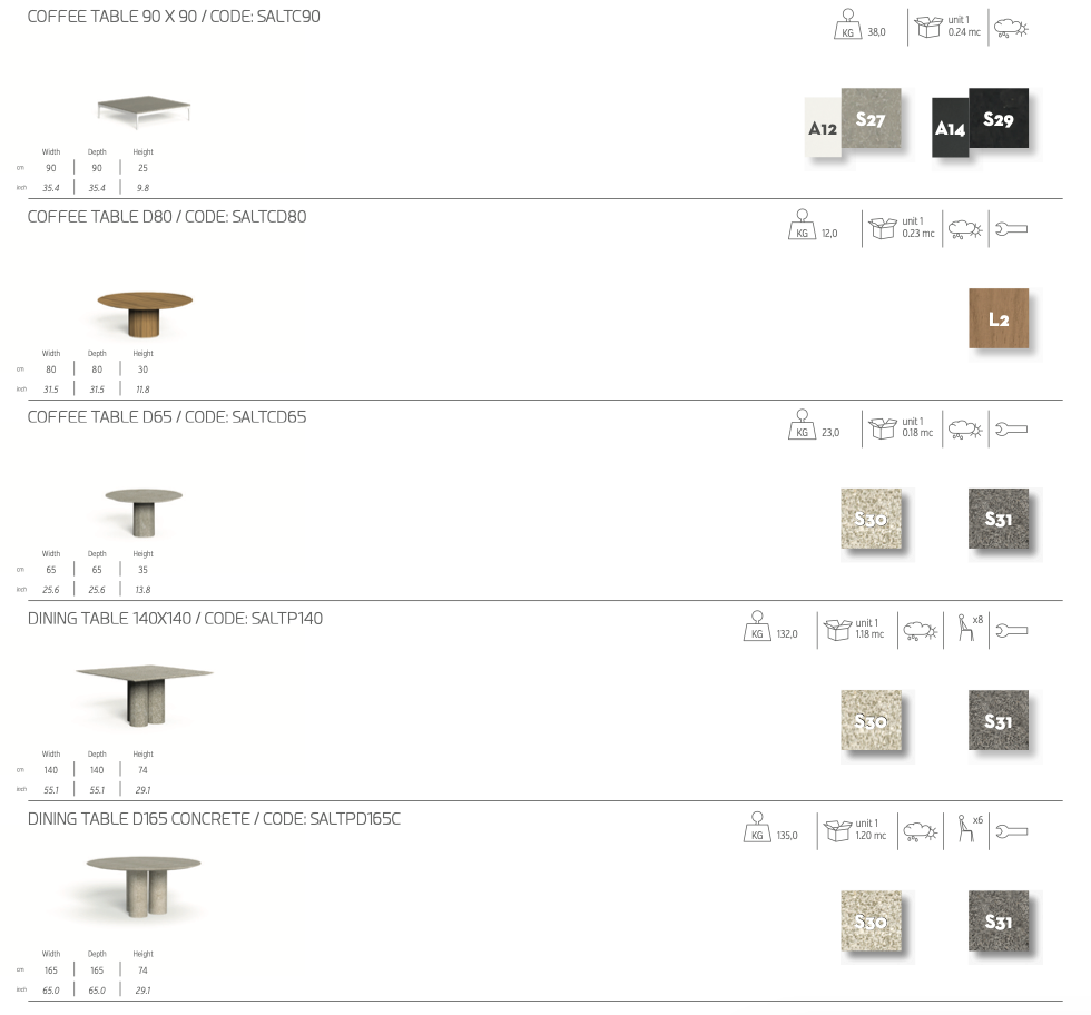 Salinas 140x140 tavolo outdoor