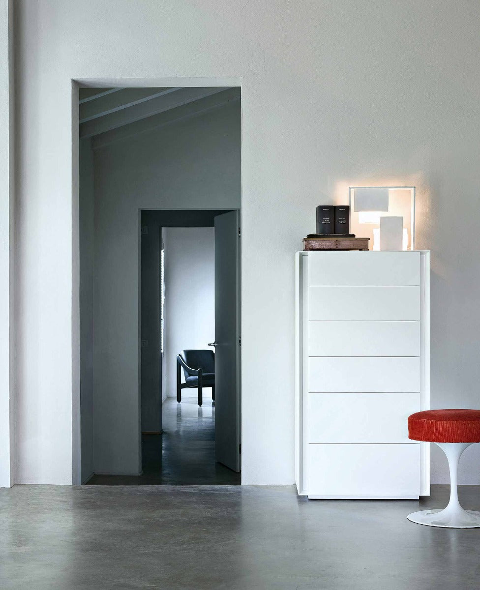 Luna comò e comodini laccatura opaca 6 cassetti